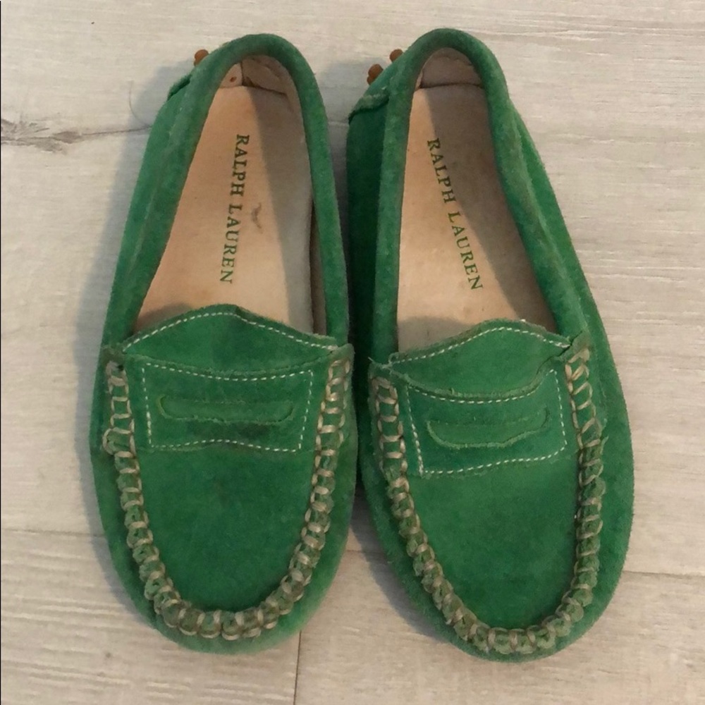 Kelly Green Suede Loafers Ralph Lauren